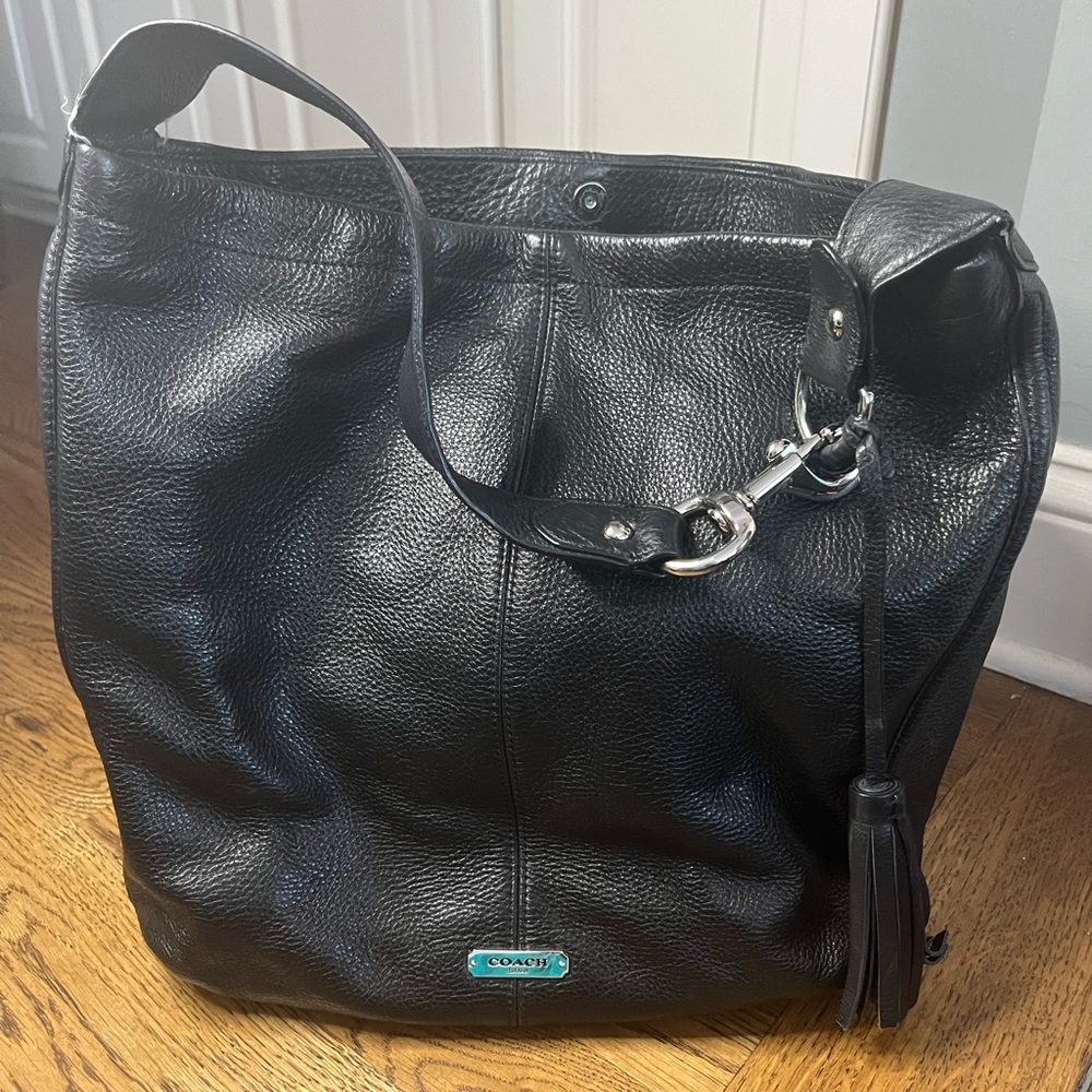 Black Coach leather hobo bag